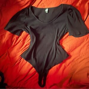Black Puff Sleeve Bodysuit - Wild Fable XXL